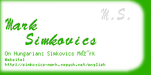 mark simkovics business card